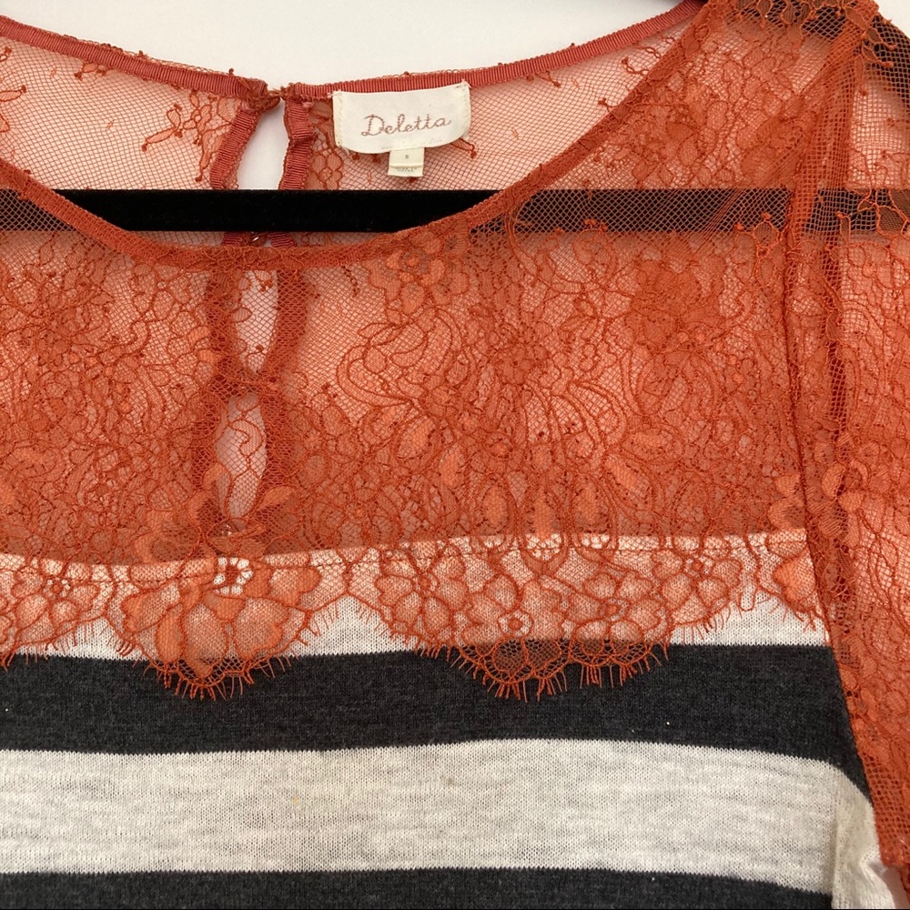 Anthropologie Deletta Lace and Lines Top Size S - Picture 5 of 9